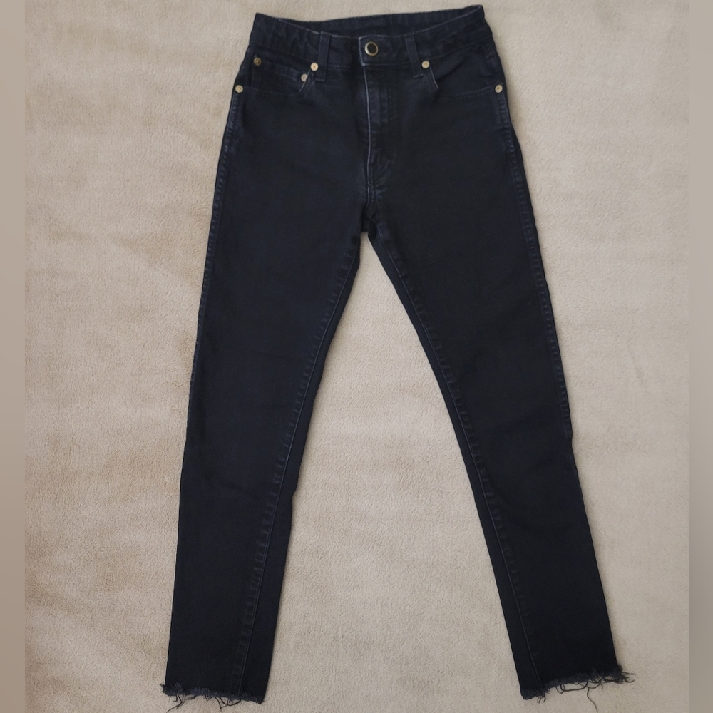 Khaite Alissa Women Black Skinny Cropped Frayed Hem Jeans Size 24